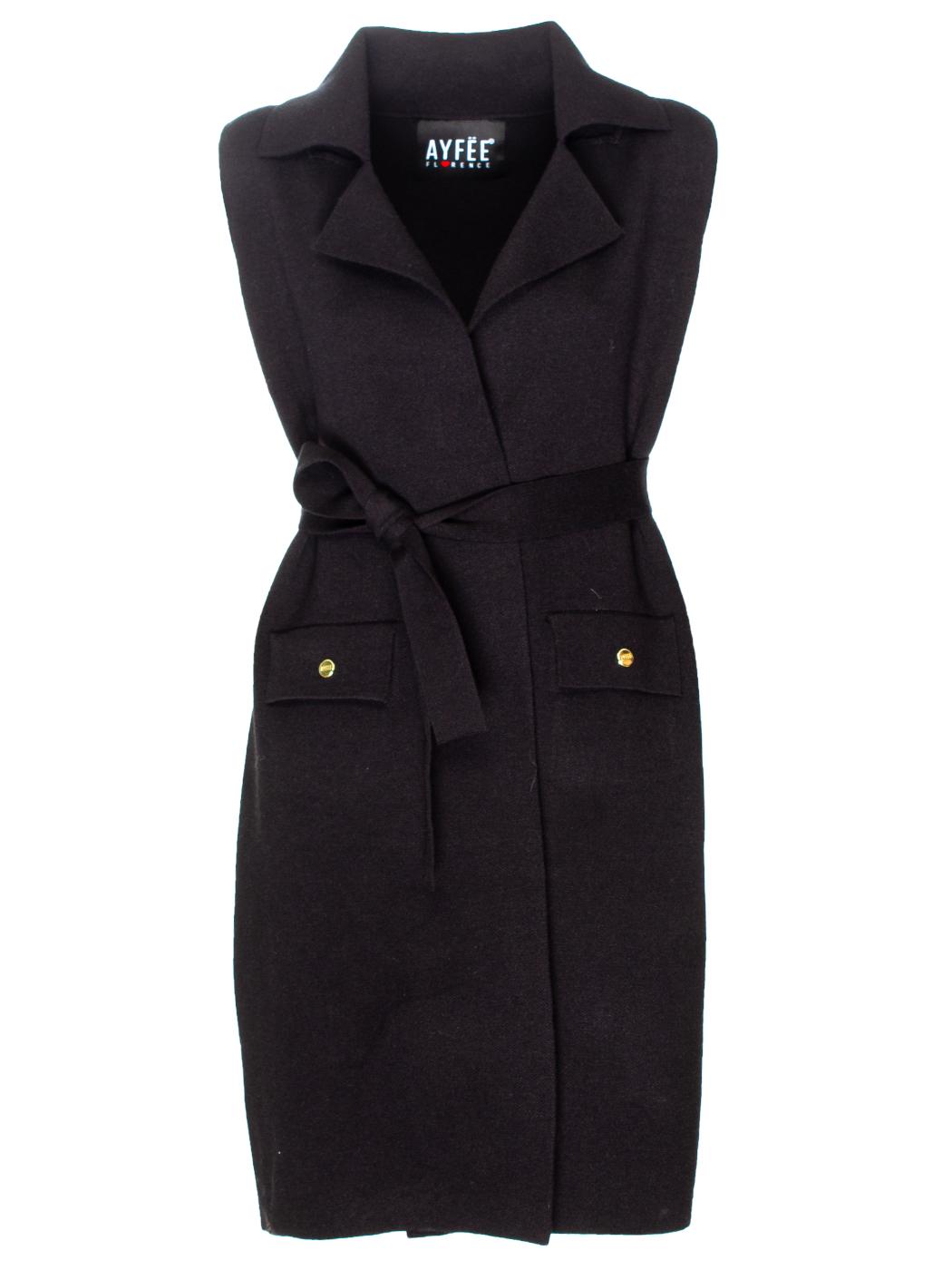 GILET LUNGO PUNTO TESSUTO, 2 TG  - BLACK